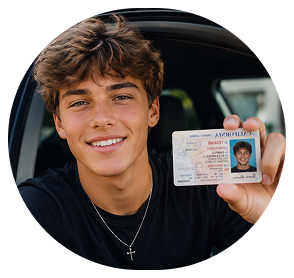 Teen holding driver's license